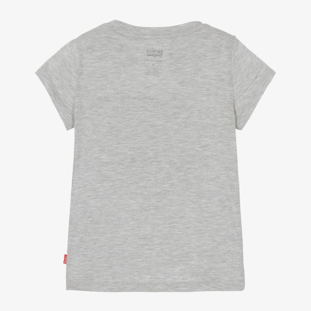 Levi's-Girls Grey Logo Tee in Soft Cotton | Childrensalon Outlet