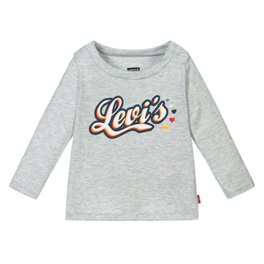 Levi's - Girls Grey Marl Logo Top | Childrensalon