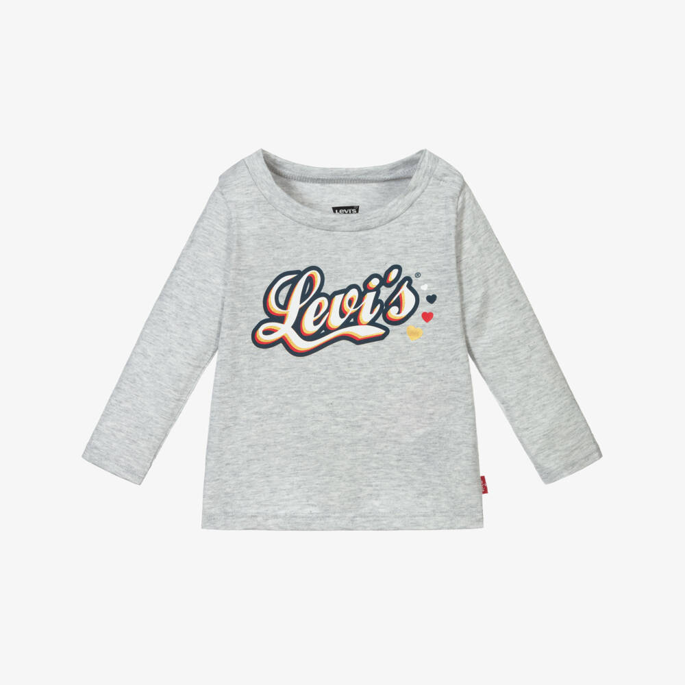 Levi's-Girls Grey Marl Logo Top | Childrensalon Outlet