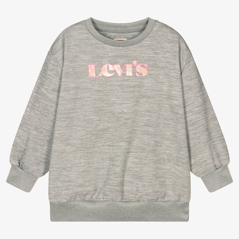 Levi's - Girls Grey & Pink Logo Sweatshirt | Childrensalon