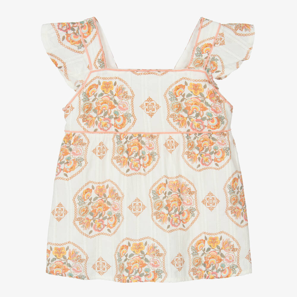 Levi's-Girls Ivory Floral Cotton Top | Childrensalon Outlet