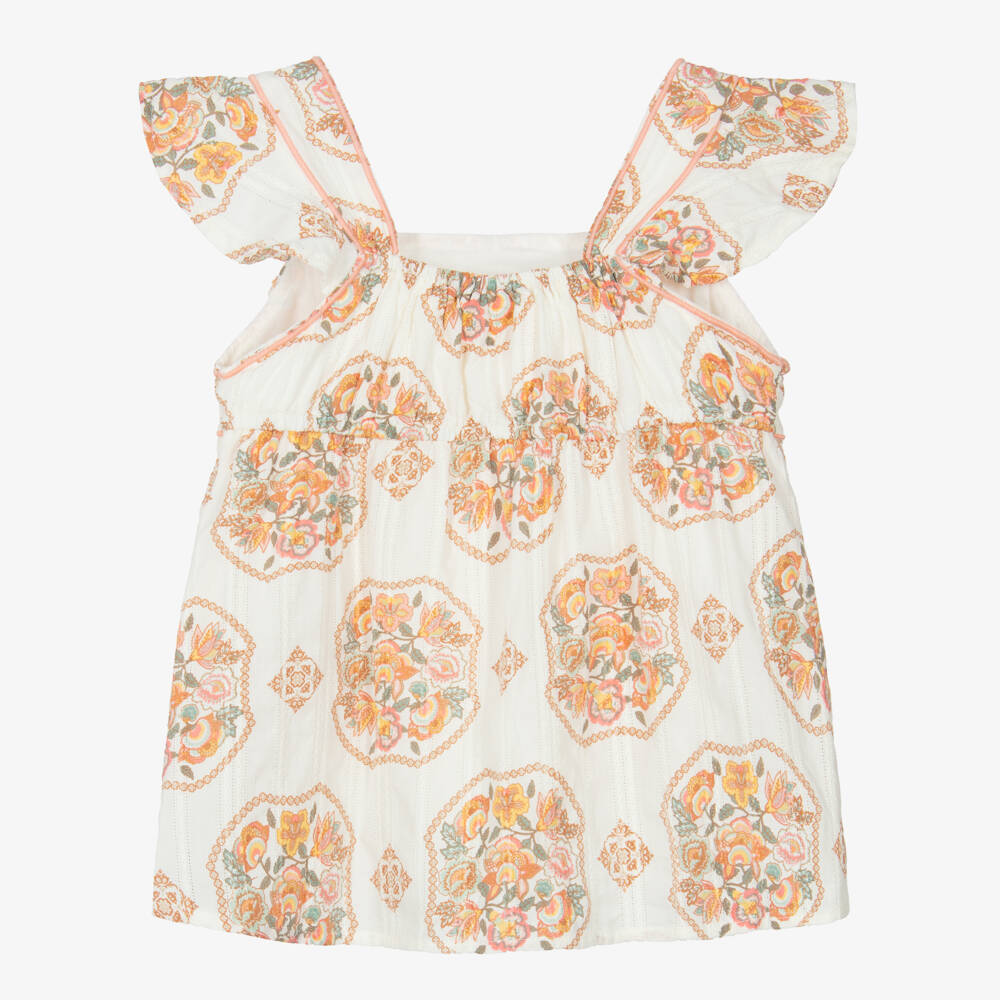 Levi's-بلوزة قطنية عاجية بنقشة زهور للبنات | Childrensalon Outlet