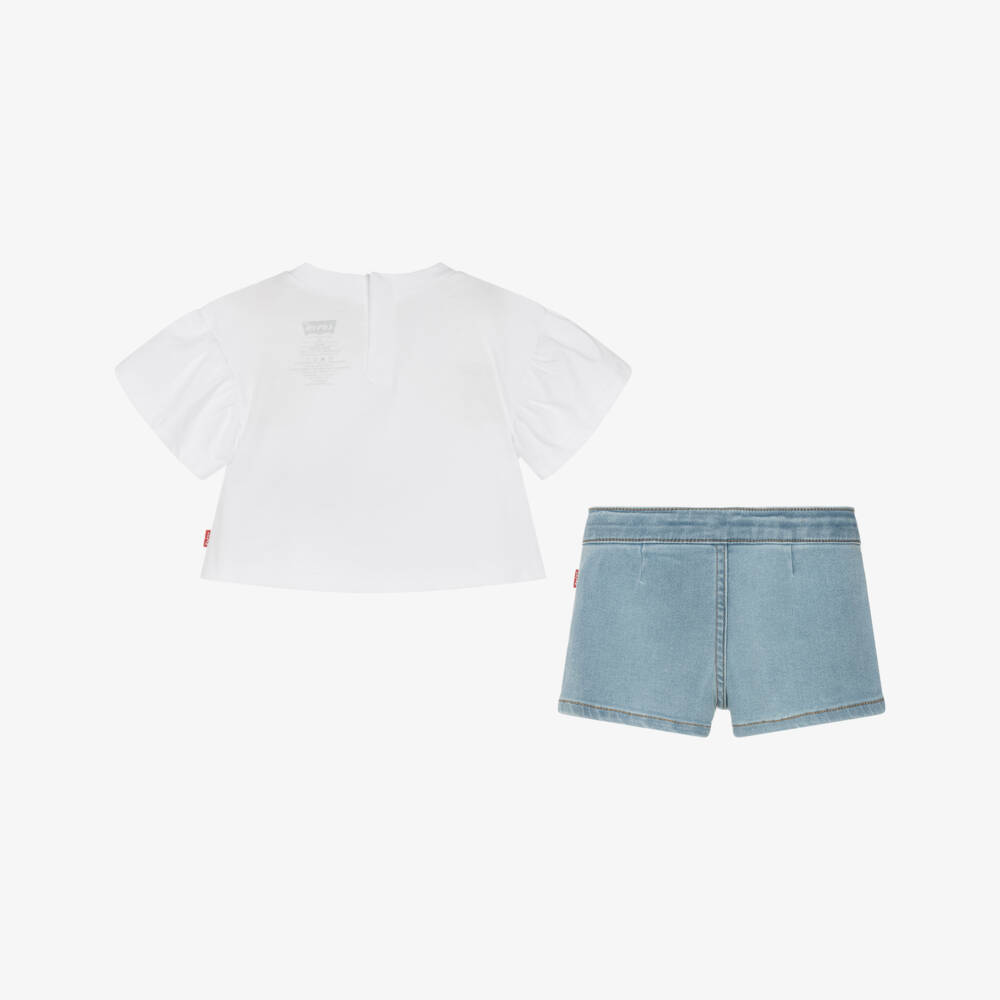 Levi's-Girls Ivory Floral Top & Denim Duo | Childrensalon Outlet