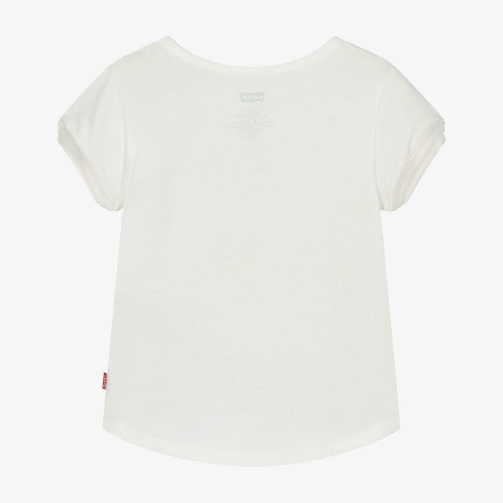 Levi's-تيشيرت بناتي عاجي براق بحب | Childrensalon Outlet