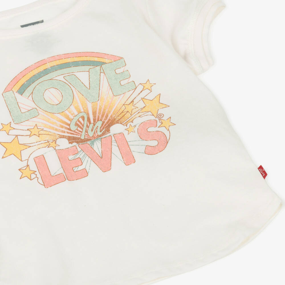 Levi's-تيشيرت بناتي عاجي براق بحب | Childrensalon Outlet