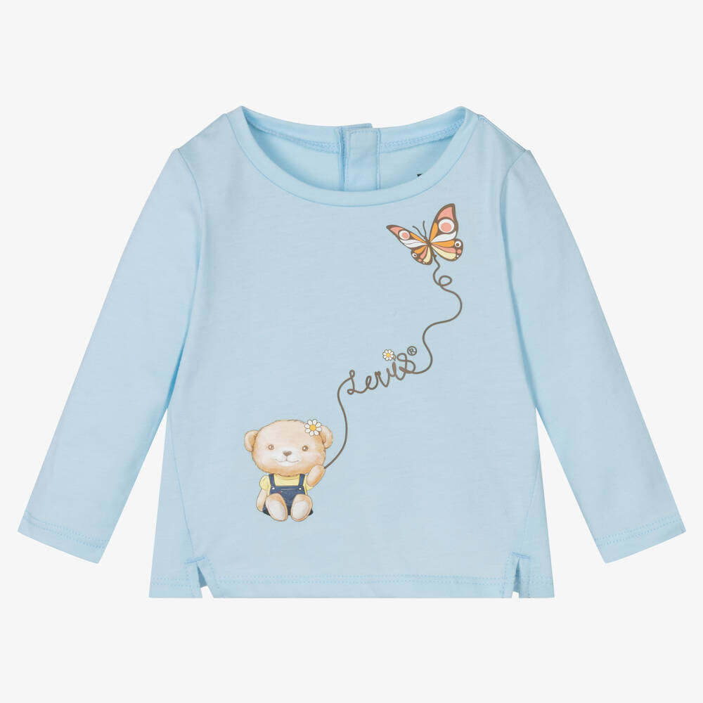 Levi's - Girls Light Blue Cotton Jersey Top | Childrensalon