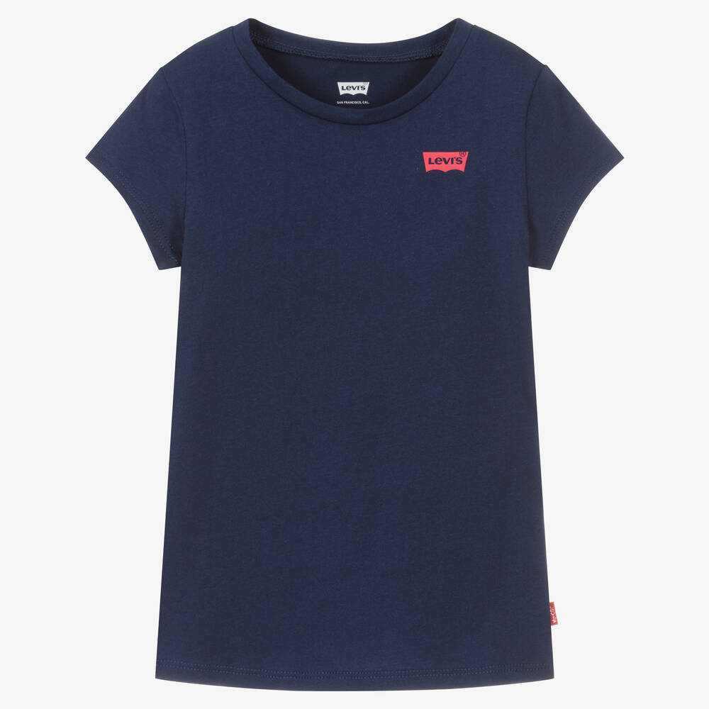 Levi's - Girls Navy Blue Cotton Logo T-Shirt | Childrensalon