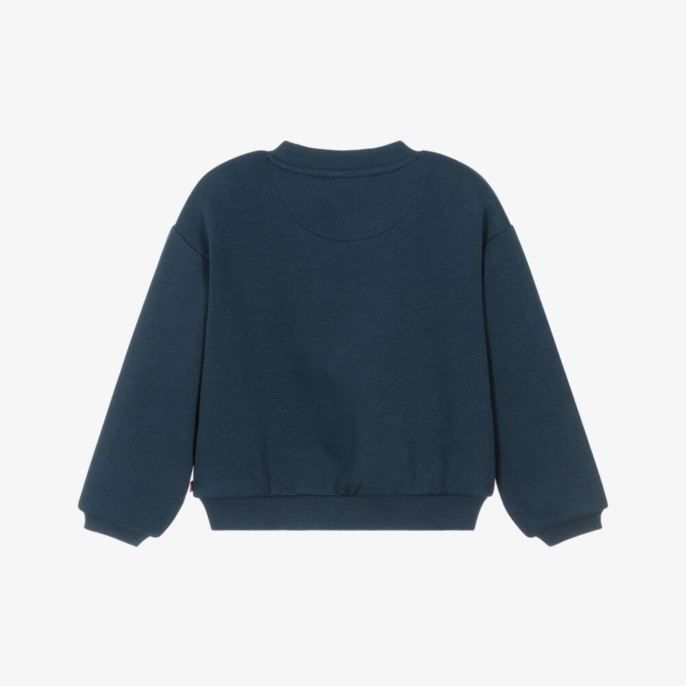 Levi's-Girls Navy Blue Cotton Sweatshirt with Varsity Logo | Childrensalon Outlet