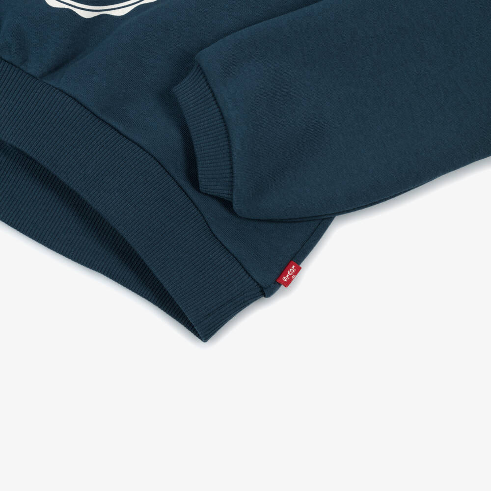 Levi's-Girls Navy Blue Cotton Sweatshirt with Varsity Logo | Childrensalon Outlet