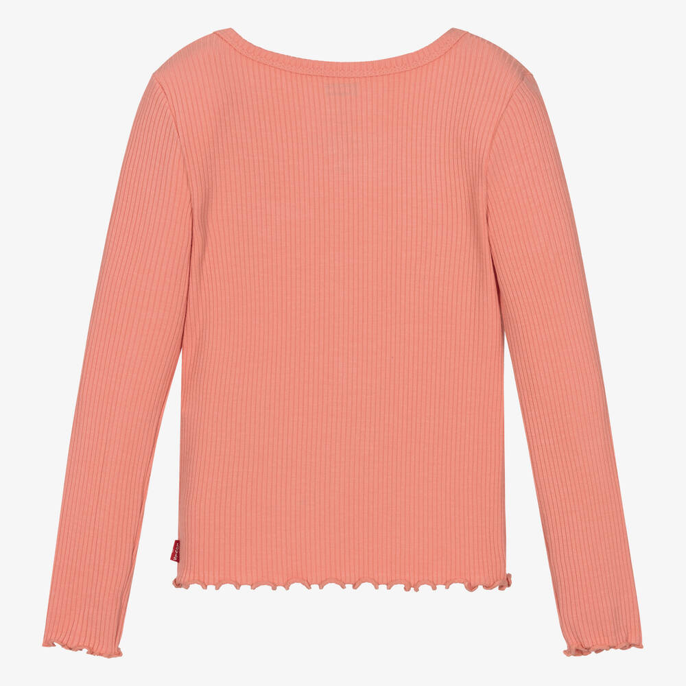 Levi's-Girls Orange Viscose Jersey Ribbed Top | Childrensalon Outlet