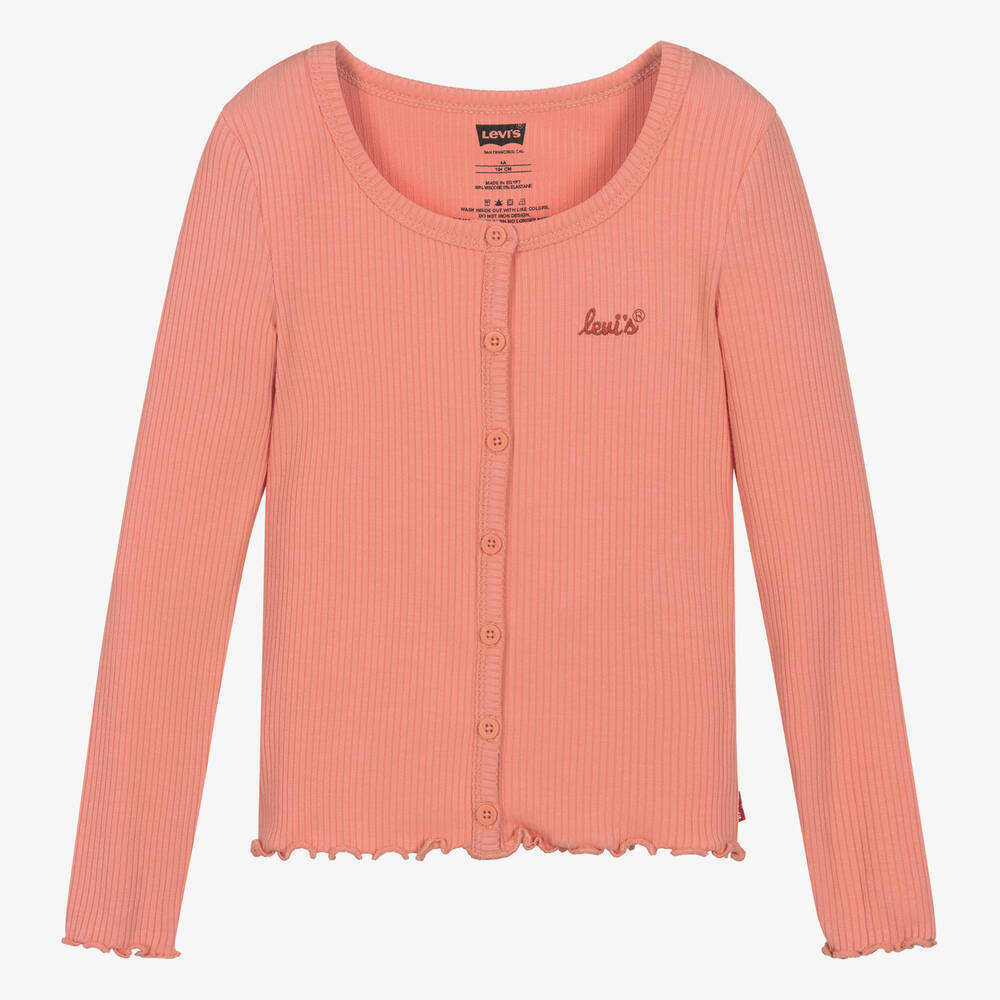 Levi's - Girls Orange Viscose Jersey Ribbed Top | Childrensalon