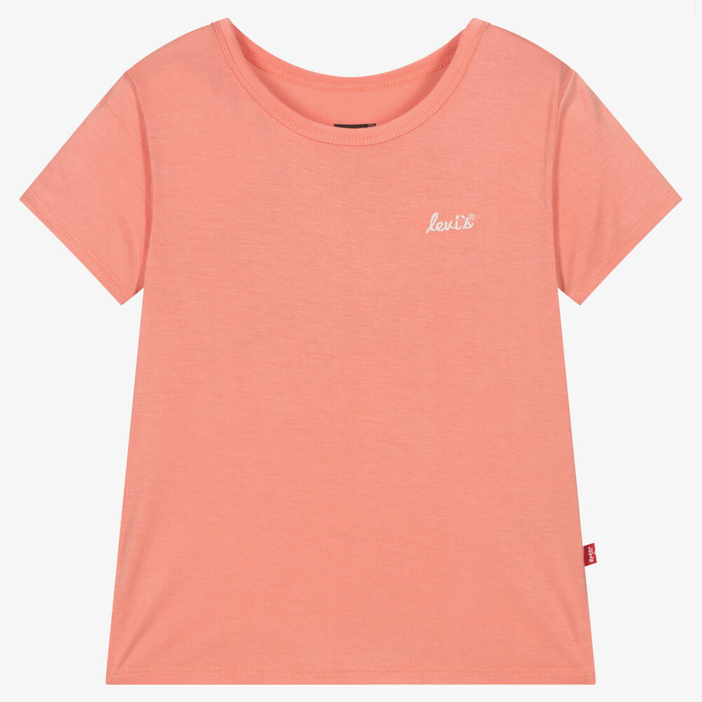 Levi's - Girls Orange Viscose Jersey T-Shirt | Childrensalon