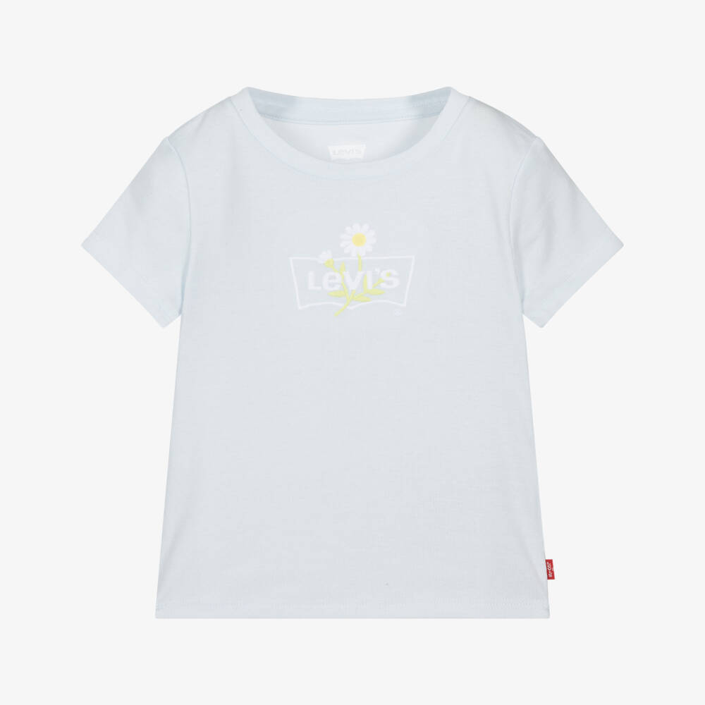 Levi's-Girls Pale Blue Daisy Logo T-Shirt | Childrensalon Outlet