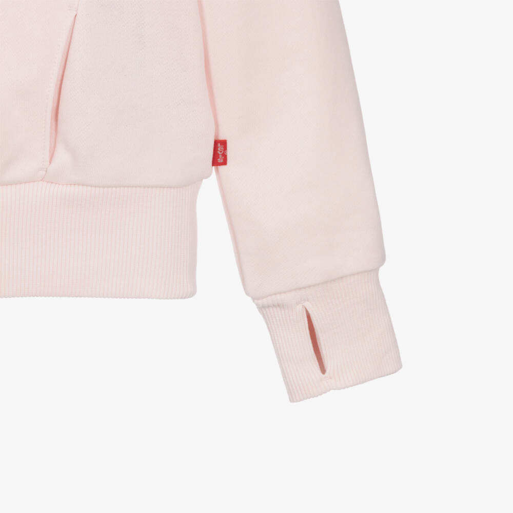 Levi's-Girls Pale Pink Jersey Hoodie with Cherry Print | Childrensalon Outlet