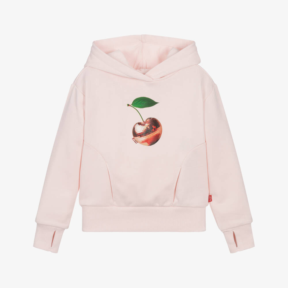 Levi's-Girls Pale Pink Jersey Hoodie with Cherry Print | Childrensalon Outlet