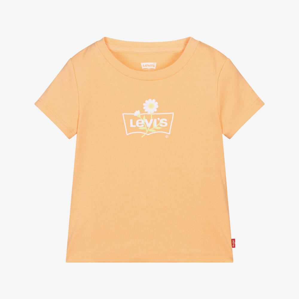 Levi's-Girls Pastel Orange Daisy Logo T-Shirt | Childrensalon Outlet