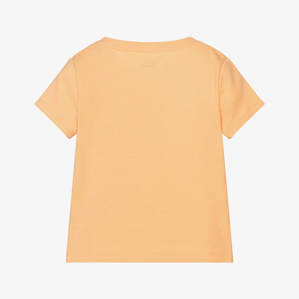 Levi's-Girls Pastel Orange Daisy Logo T-Shirt | Childrensalon Outlet