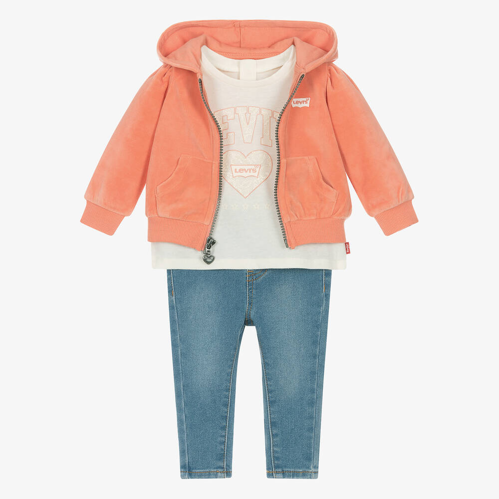 Levi's - Ensemble jegging rose et bleu fille | Childrensalon