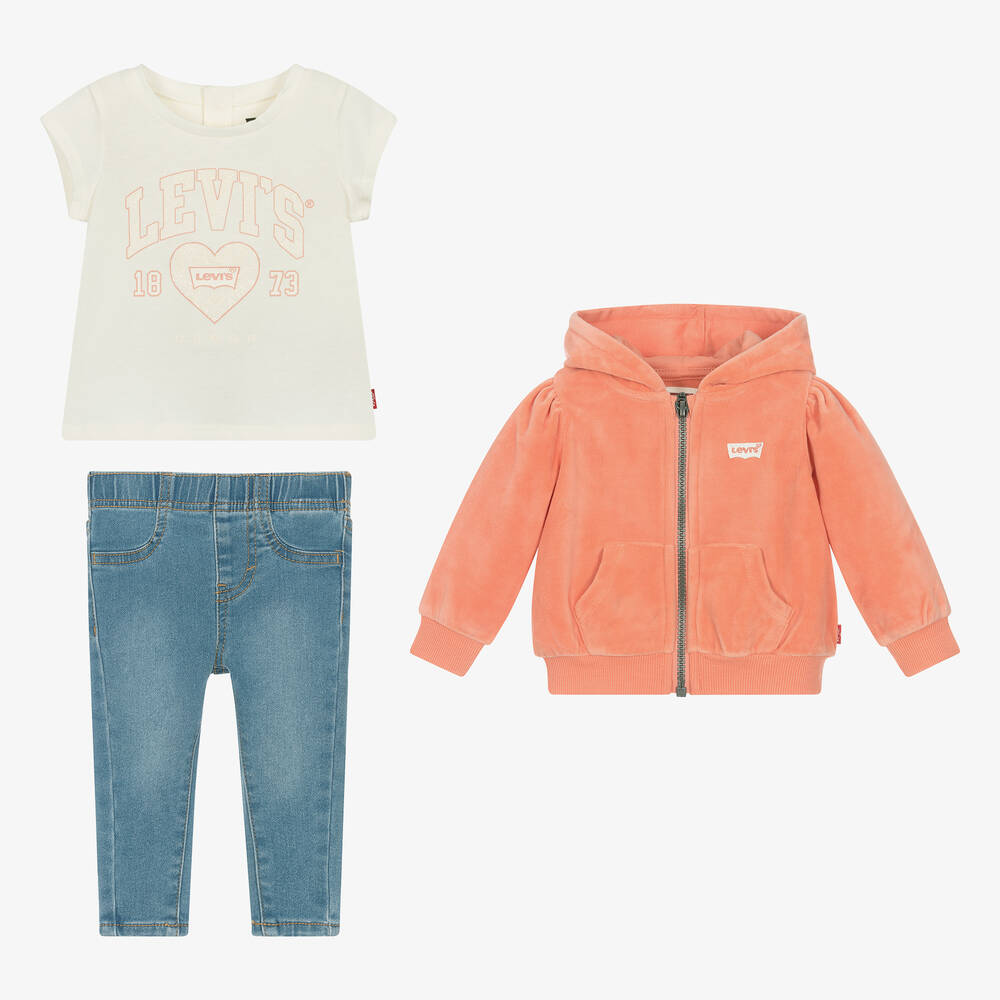 Levi s Ensemble jegging rose et bleu fille Childrensalon Outlet