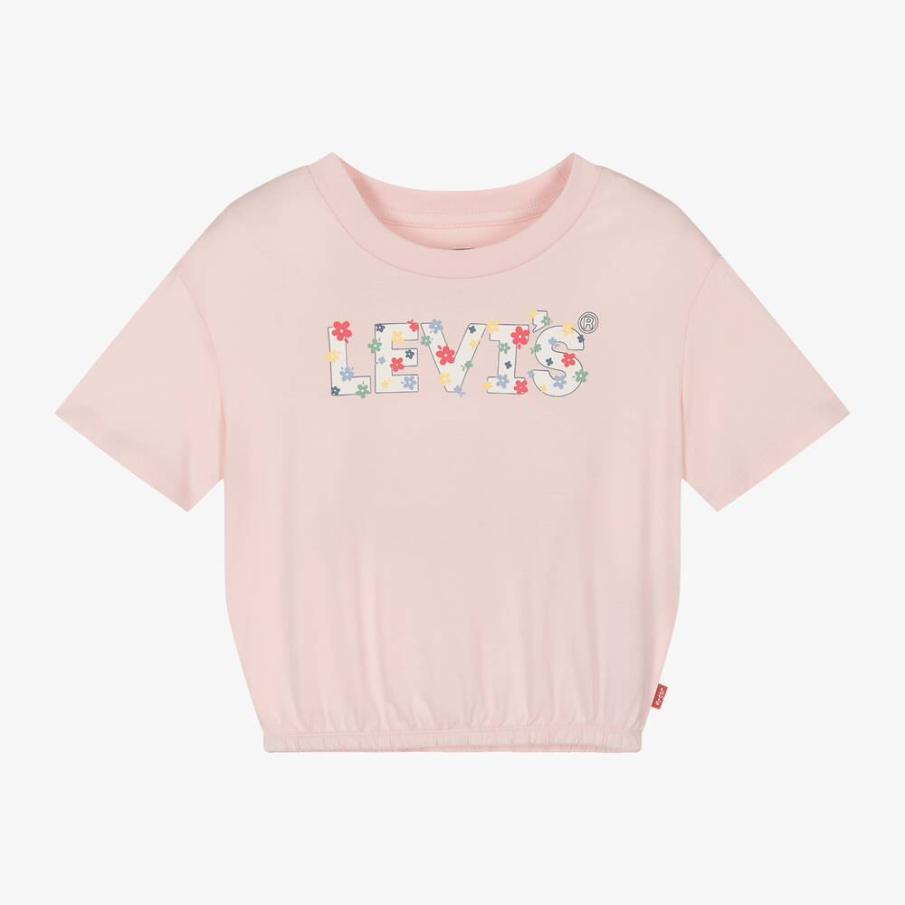 Levi's-Girls Pink Cotton Floral T-Shirt | Childrensalon Outlet
