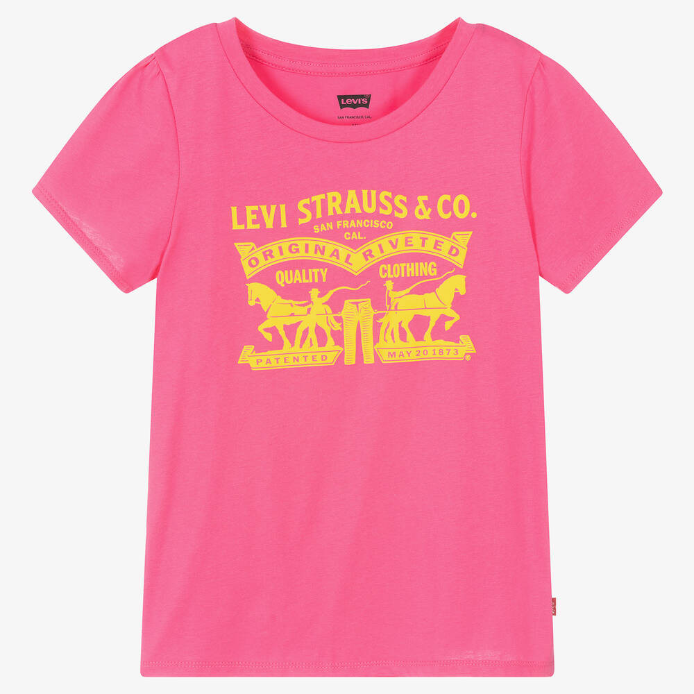 Levi's - Girls Pink Cotton Logo T-Shirt | Childrensalon