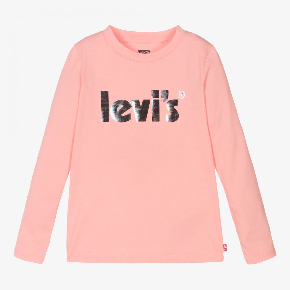 Levi's - Розовая хлопковая футболка для девочек | Childrensalon