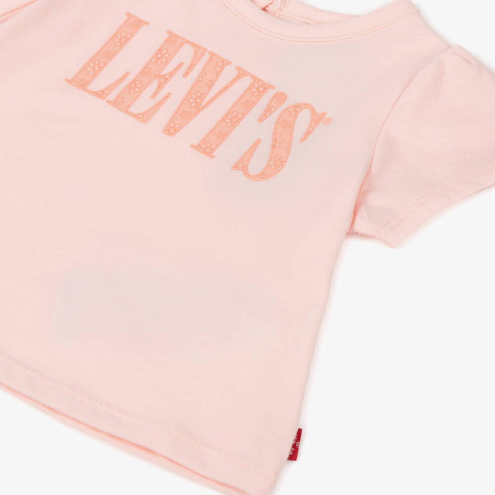 Levi's-Girls Pink Floral Cotton Tee | Childrensalon Outlet