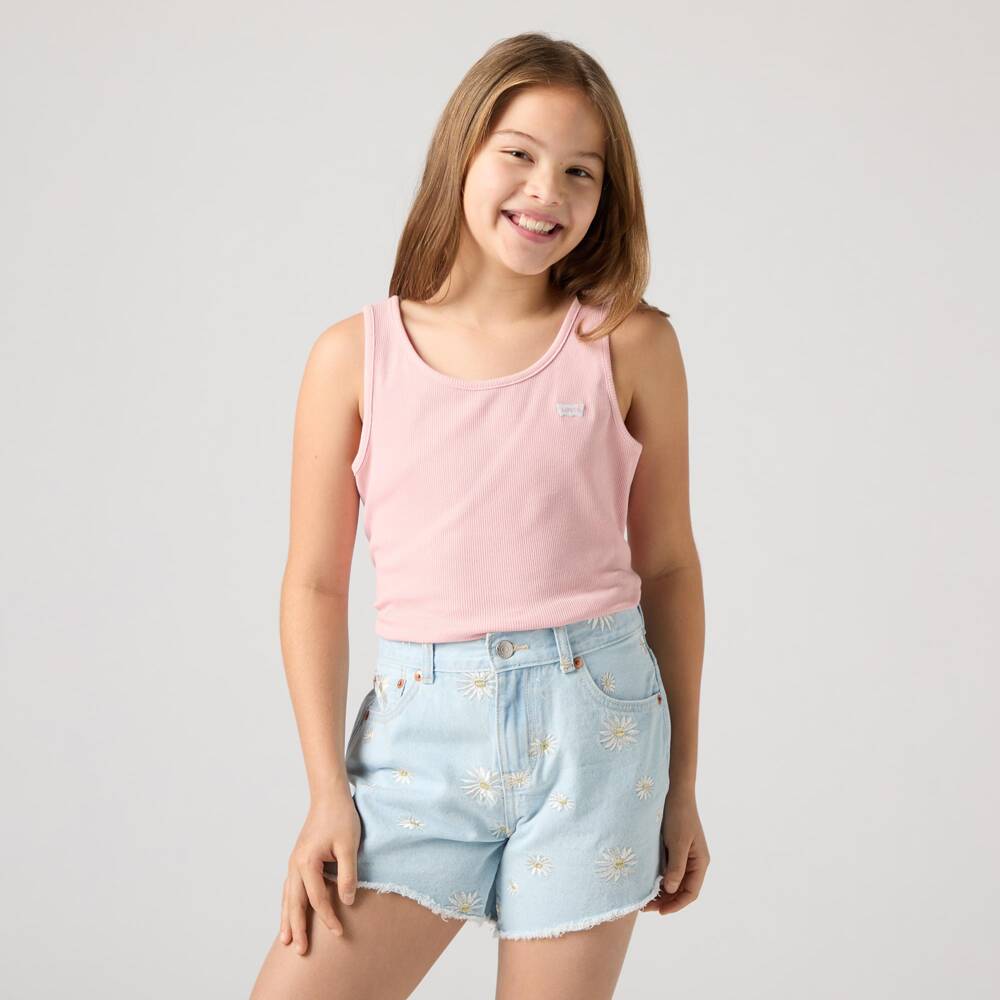 Levi's-Girls Pink Ribbed Vest Top with Batwing Logo | Childrensalon Outlet