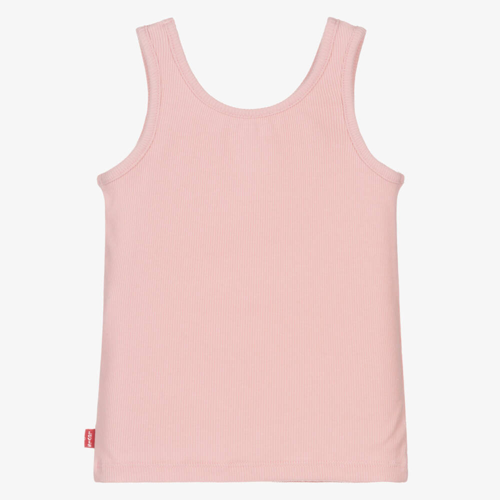 Levi's-Girls Pink Ribbed Vest Top with Batwing Logo | Childrensalon Outlet