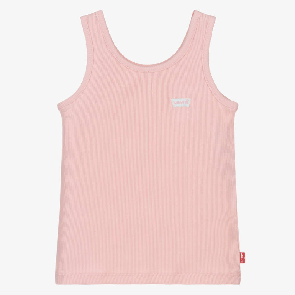 Levi's-Girls Pink Ribbed Vest Top with Batwing Logo | Childrensalon Outlet