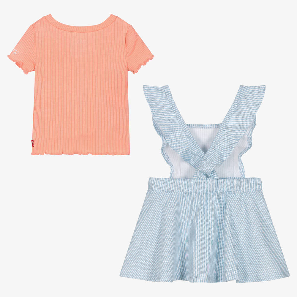 Levi's-Girls Pink T-Shirt & Blue Dress Set | Childrensalon Outlet