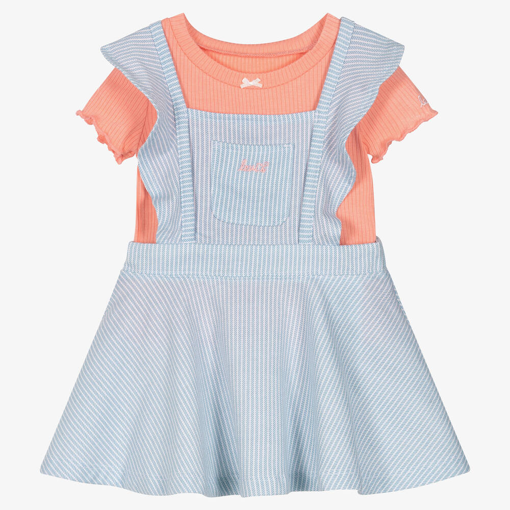 Levi's - Girls Pink T-Shirt & Blue Dress Set | Childrensalon