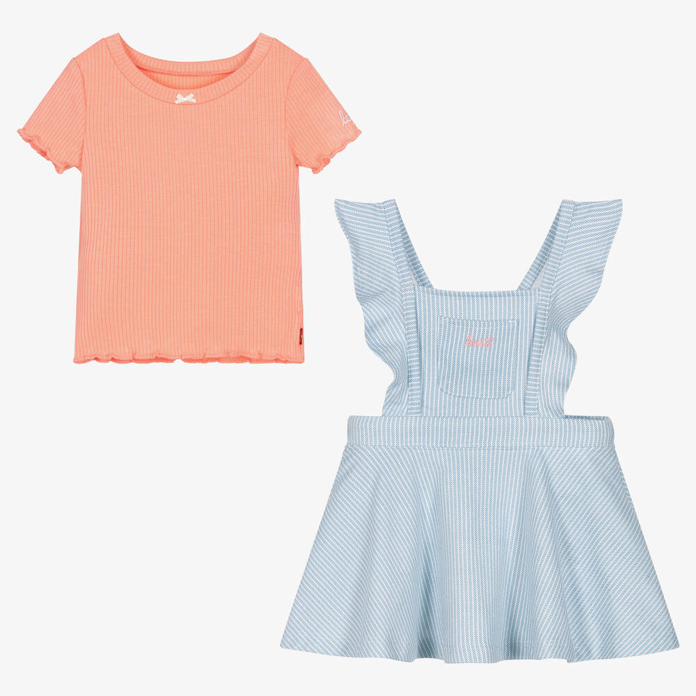 Levi's-Girls Pink T-Shirt & Blue Dress Set | Childrensalon Outlet