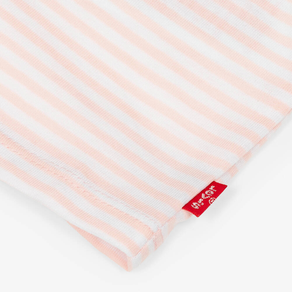Levi's-Girls Pink & White Striped Batwing Logo T-Shirt | Childrensalon Outlet