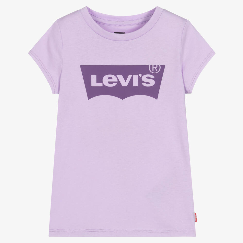 Levi's - Girls Purple Cotton Logo T-Shirt | Childrensalon