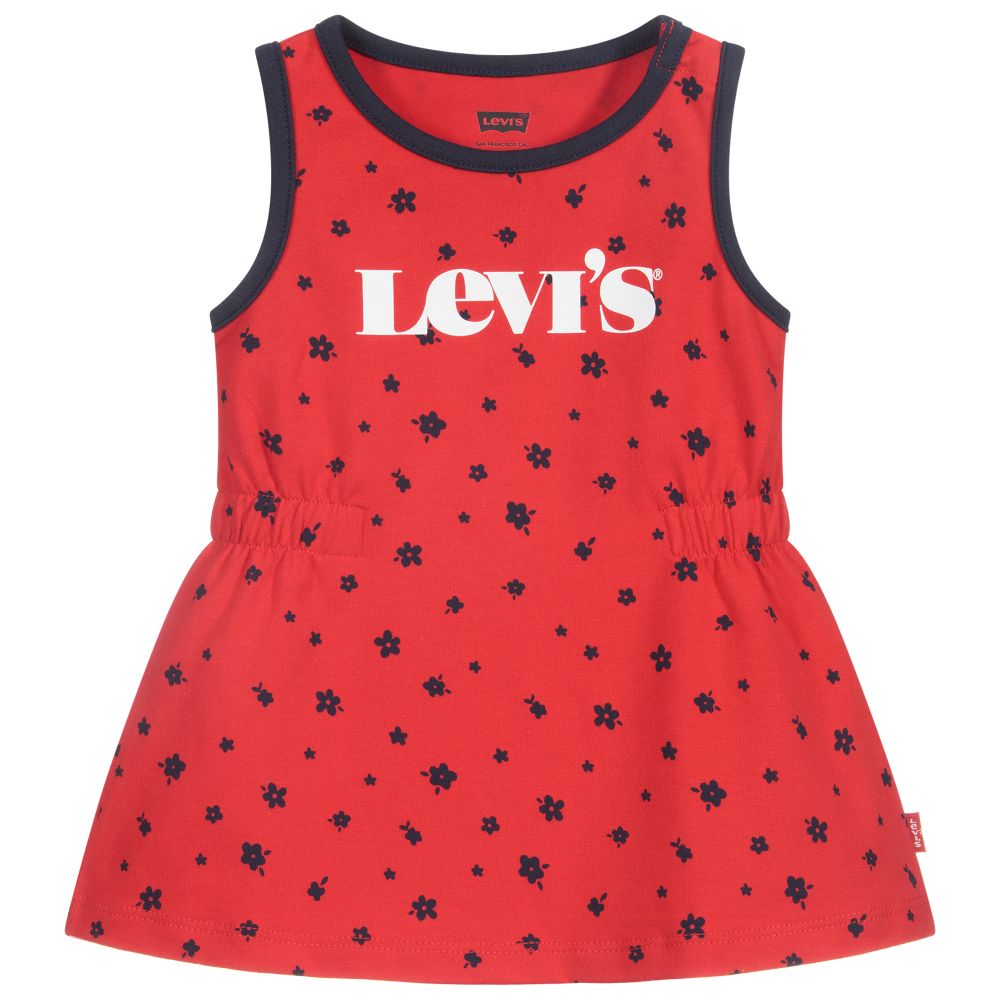 Levi's - Girls Red Flower Logo Dress | Childrensalon