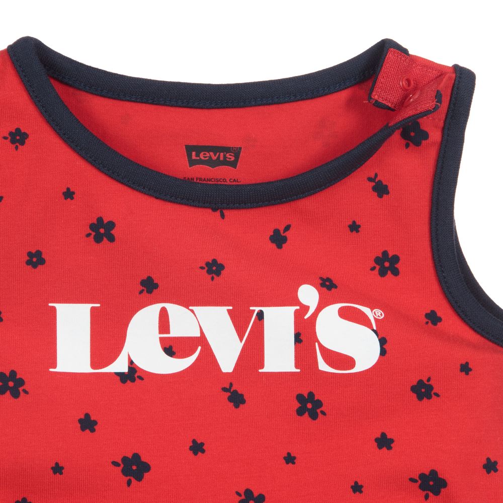 Levi s Girls Red Flower Logo Dress Childrensalon Outlet