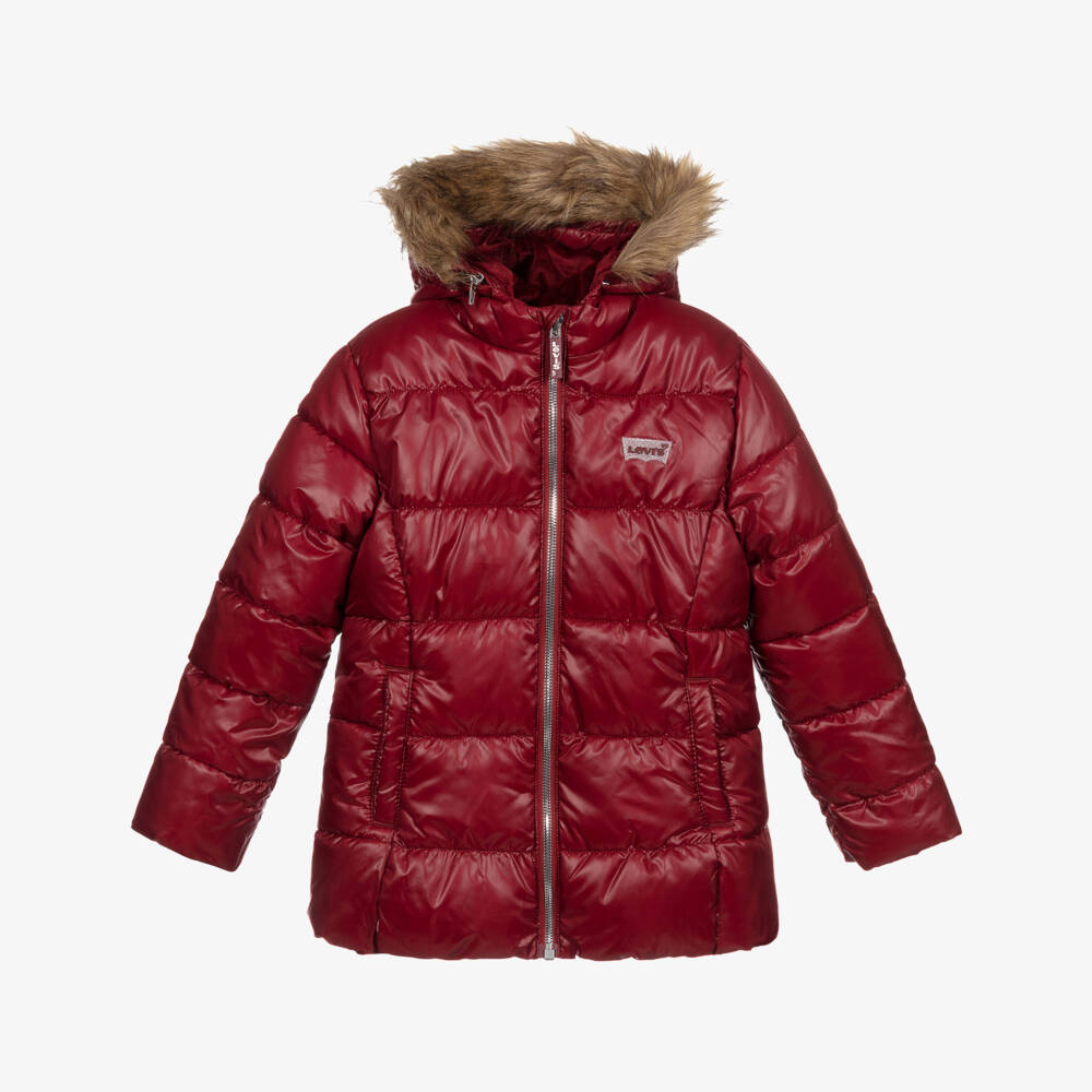 Levi's-Girls Red Puffer Coat | Childrensalon Outlet