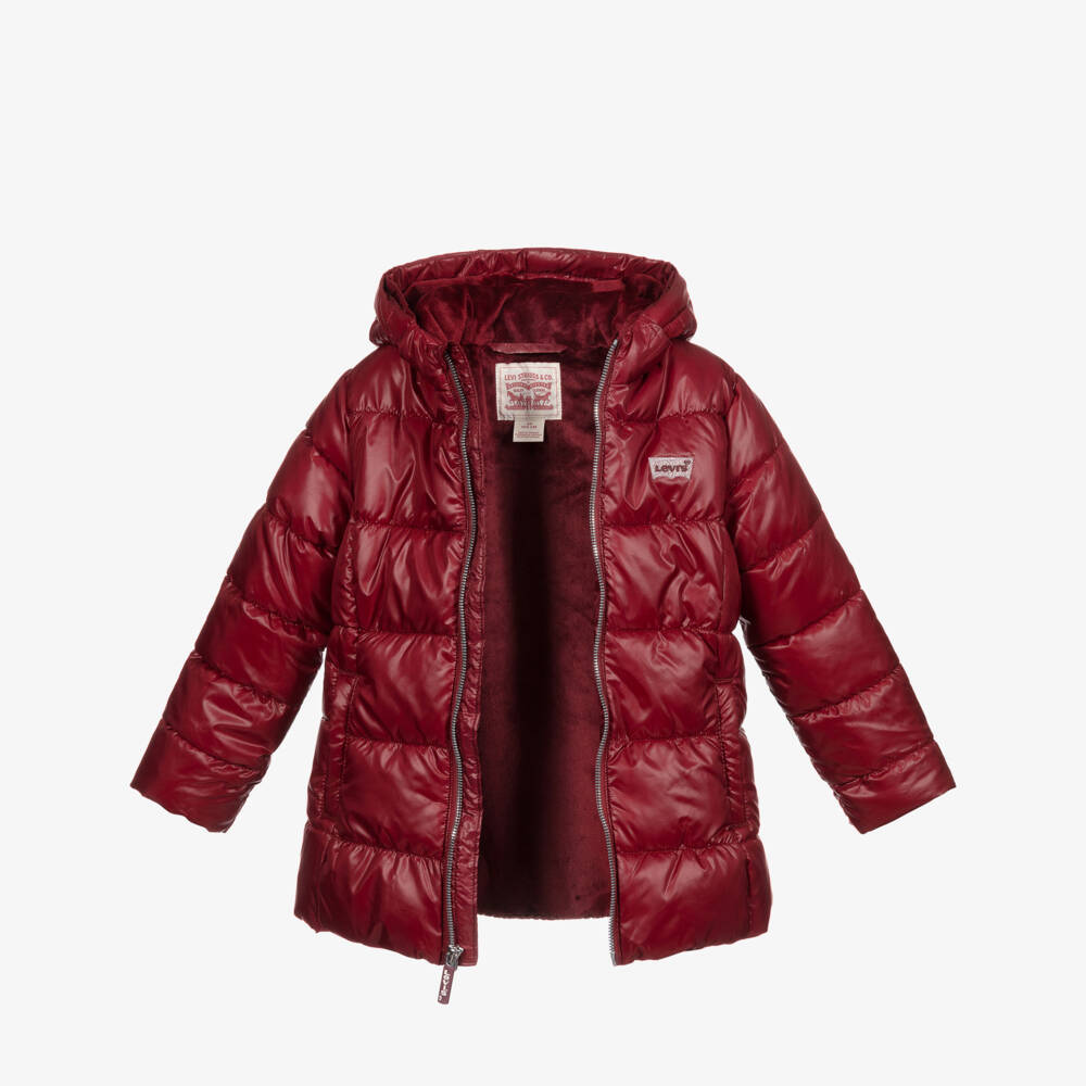 Levi's-Girls Red Puffer Coat | Childrensalon Outlet