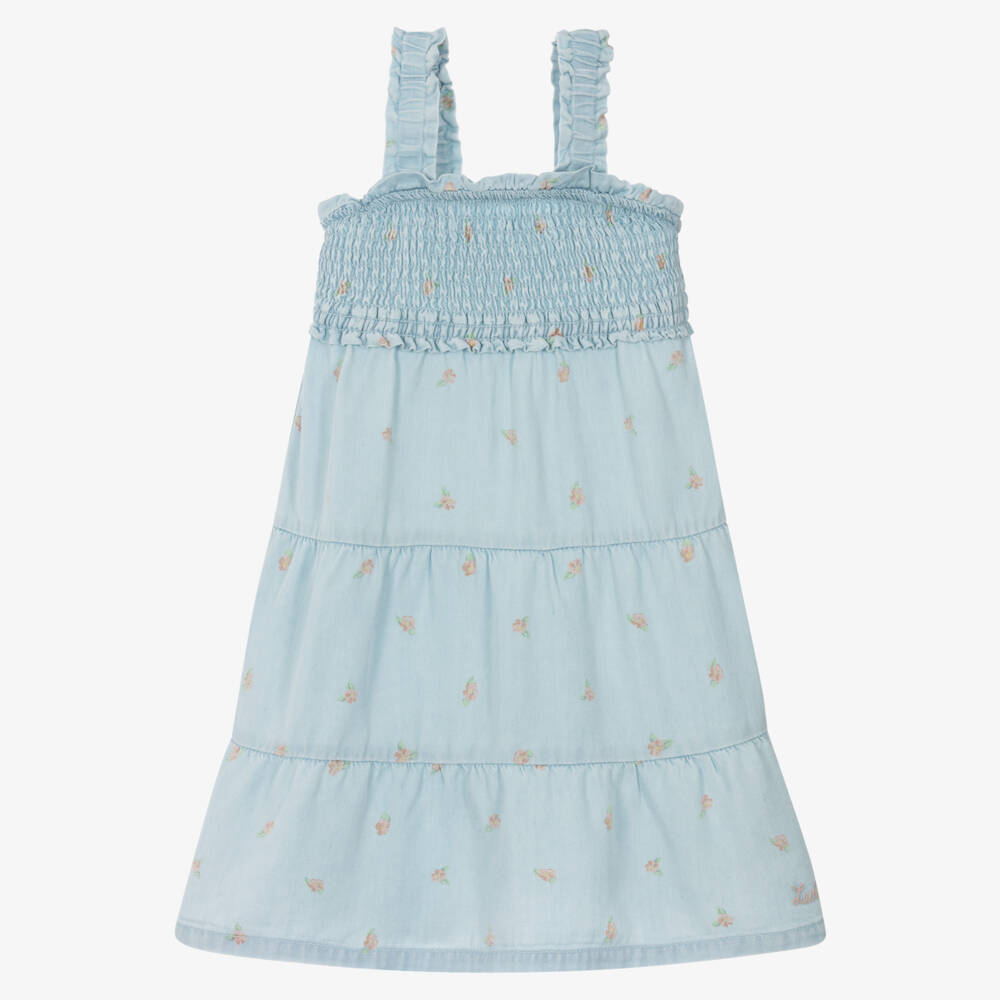 Levi's-فستان بناتي مزهر بطبقات بلون السماء | Childrensalon Outlet