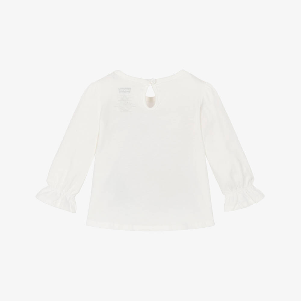 Levi's-Girls White Cotton Batwing Logo Top | Childrensalon Outlet