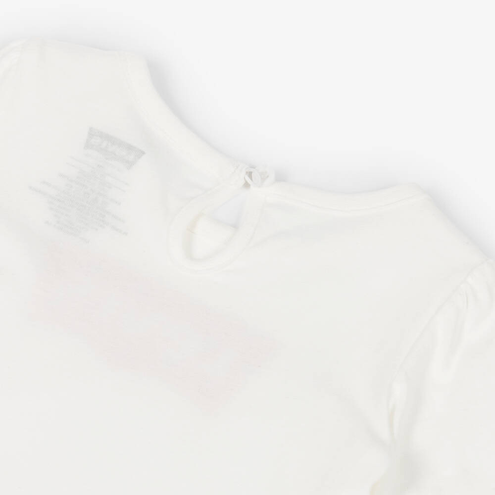 Levi's-Girls White Cotton Batwing Logo Top | Childrensalon Outlet