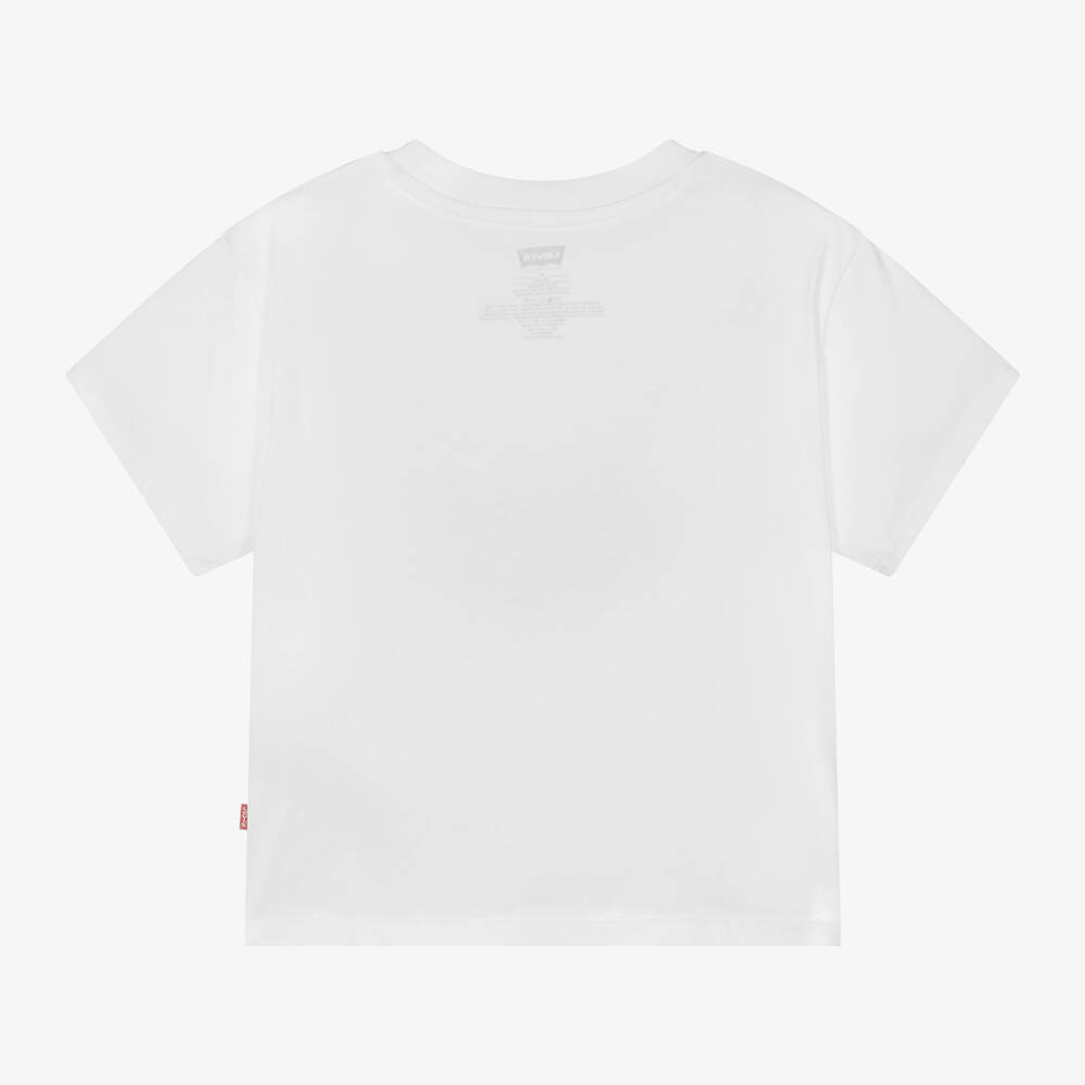 Levi's-Girls White Cotton Floral T-Shirt | Childrensalon Outlet