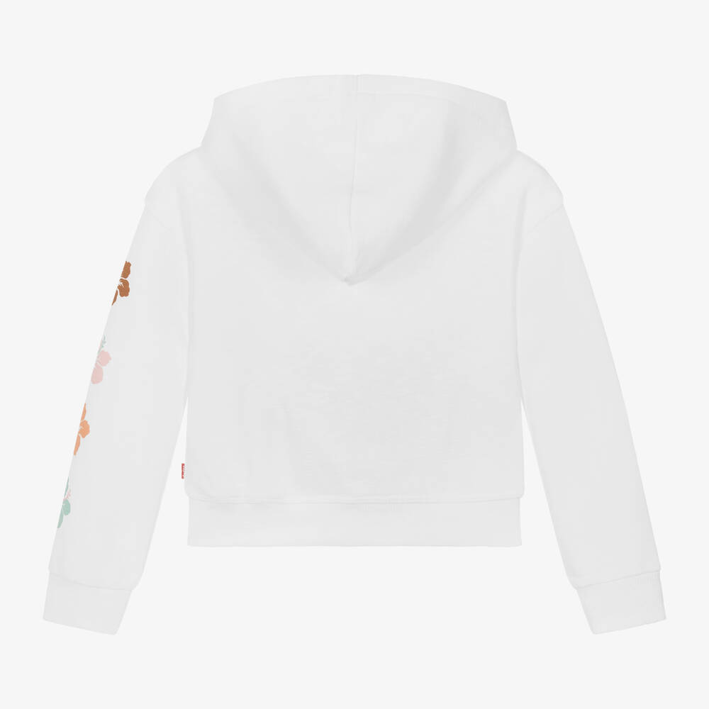 Levi s Girls White Cotton Hibiscus Hoodie