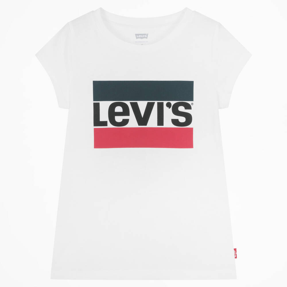 Levi's - Girls White Cotton Logo T-Shirt | Childrensalon