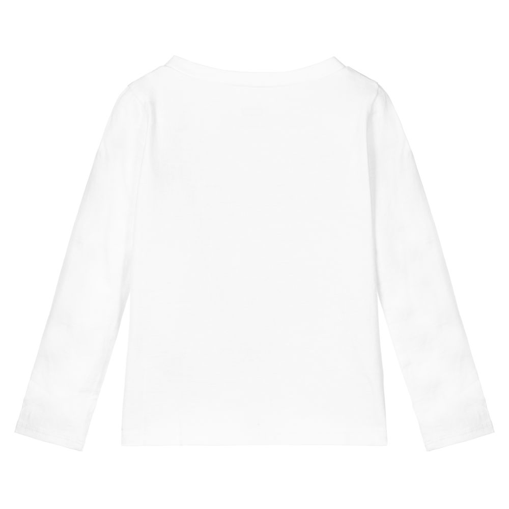 Levi's-Girls White Cotton Logo Top | Childrensalon Outlet