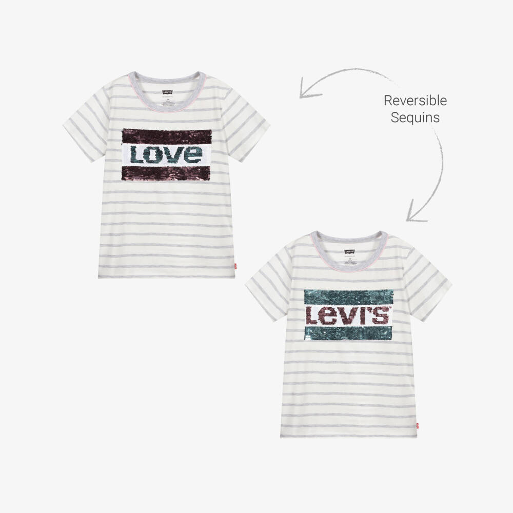 Levi's-Girls White Cotton T-Shirt | Childrensalon Outlet