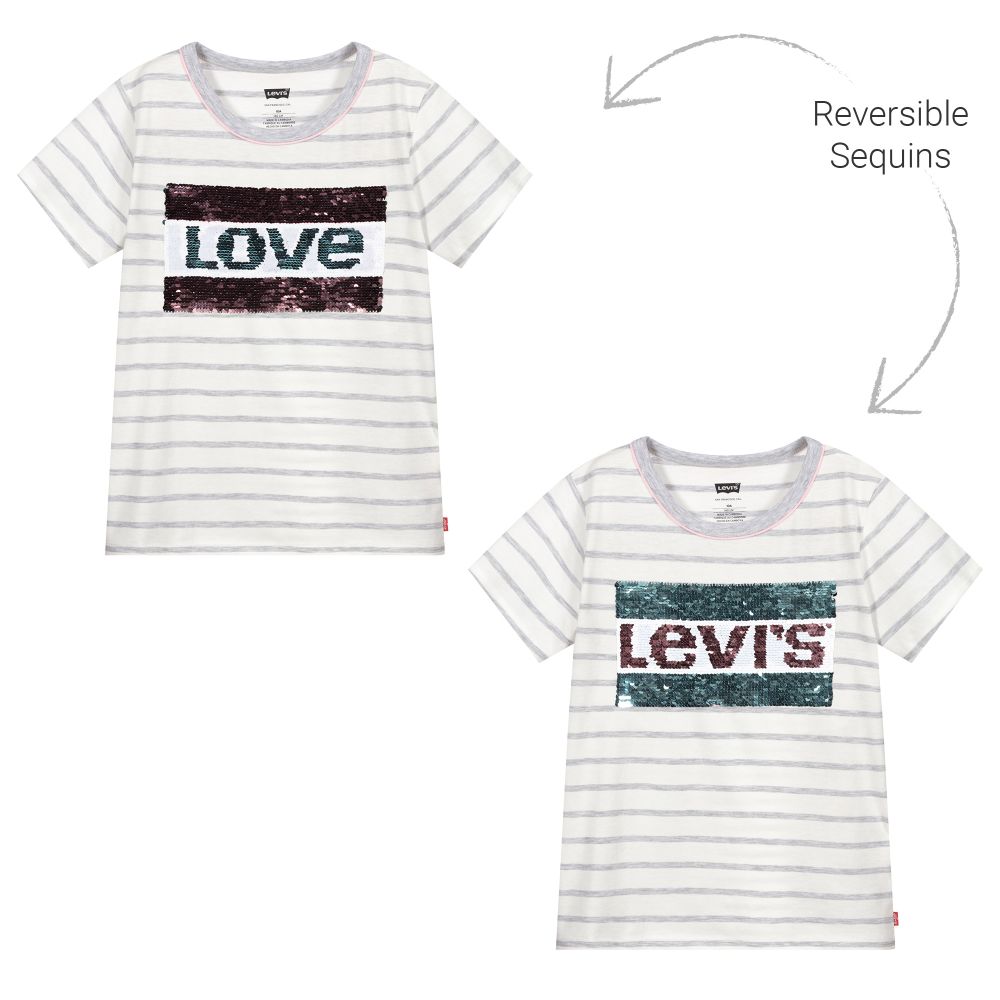 Levi's - Girls White Cotton T-Shirt | Childrensalon