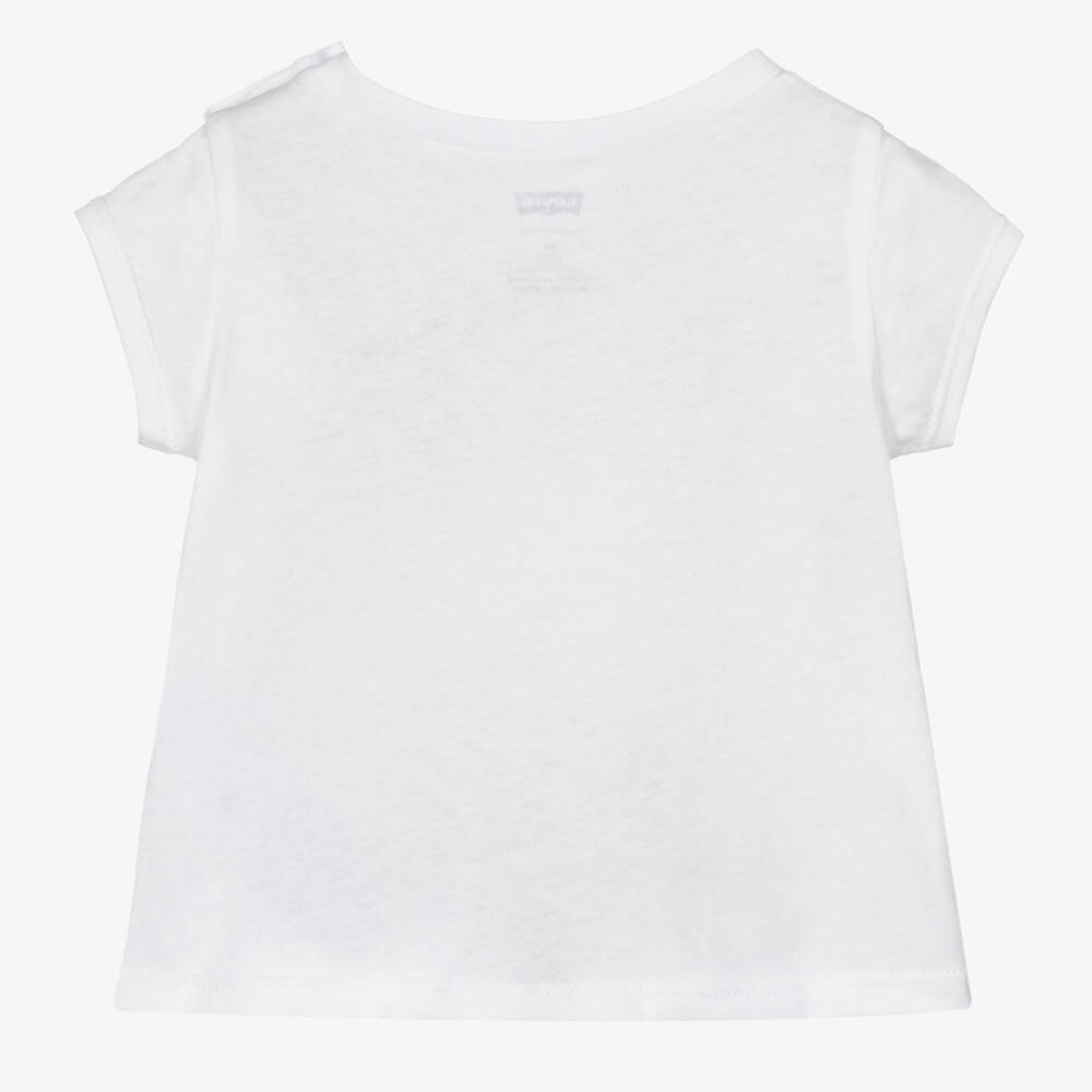 Levi's-Girls White Cotton T-Shirt With Batwing Logo | Childrensalon Outlet