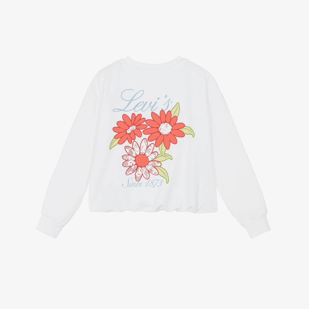 Levi's-Girls White Floral Pattern Jersey Sweatshirt | Childrensalon Outlet